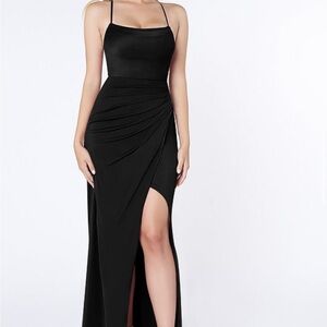 Azazie Black Maxi Dress with Slit